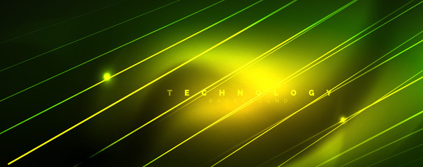 Vector neon light lines concept, abstract background