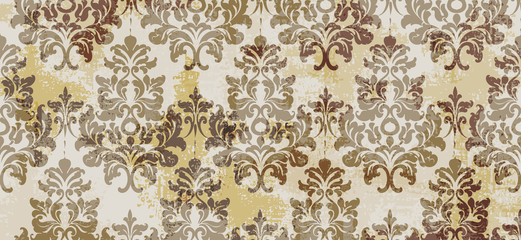Vintage ornament pattern Vector. Baroque rococo texture luxury design. Royal textile decors. Old painted backgrounds