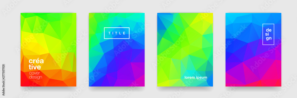 Poster Background, abstract geometric mosaic texture. Vector color gradient design, trend minimal elements pattern background