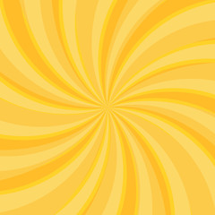 Sunlight spiral background. Orange color burst background. Vector illustration.