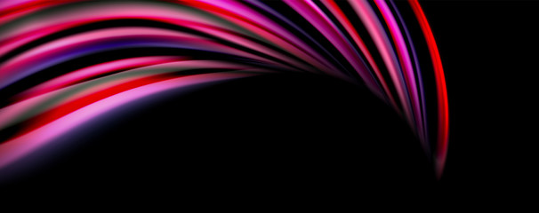 Fluid color waves with light effects, vector abstract background
