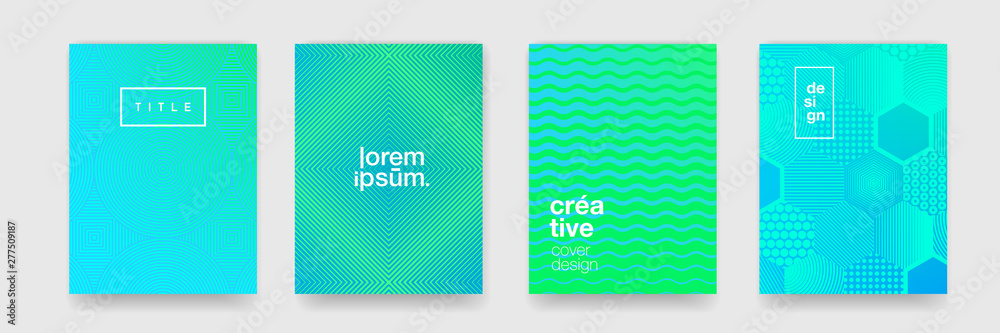 Poster Abstract patterns, geometric shape trend vector background. Modern blue and green color gradient texture pattern background