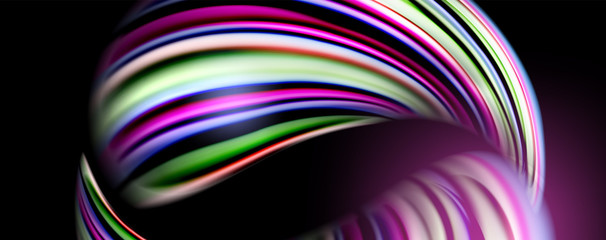 Fluid color waves with light effects, vector abstract background