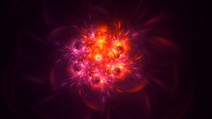 3D rendering abstract red fractal light background