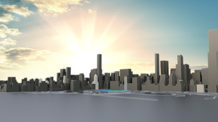 Fototapeta na wymiar 3D futuristic city architecture