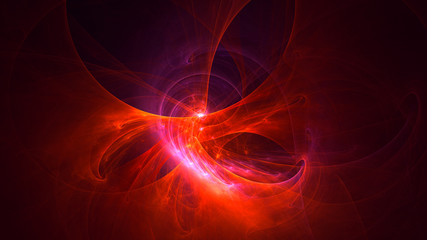 3D rendering abstract red fractal light background