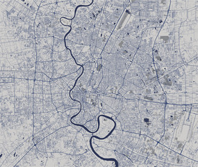 vector map of the city of Bangkok, Krung Thep Maha Nakhon, Kingdom of Thailand - obrazy, fototapety, plakaty