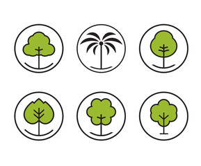 Set of outline Tree icon. Vector Illustration.