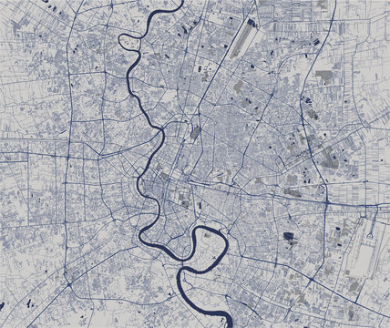 vector map of the city of Bangkok, Krung Thep Maha Nakhon, Kingdom of Thailand