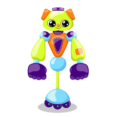 Cute robot character vector illustration on white background. Anthropomorphic machine protection. Robot guardian.