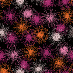 Chrysanthemum and aster seamless pattern