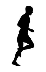 Fototapeta na wymiar Runner silhouette. Side view. Vector black icon isolated on white