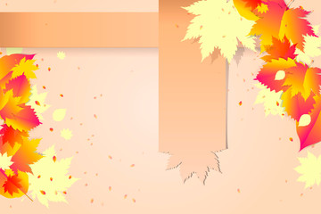 Pink gently autumn leaves gently background landscape background illustration