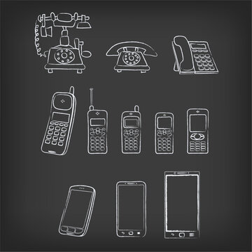 phone evolution hand-drawn illustration