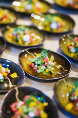 Light snack of vegetables in a beautiful dish table during event holiday. 