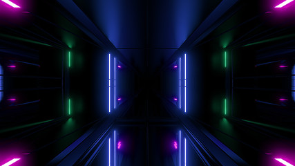 high reflective scifi tunnel wallpaper 3d rendering