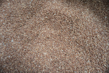 Different rice cereals in bags on the market or supermarket. Stock photo background