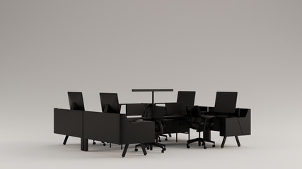 Fototapeta na wymiar Black Large Contemporary Office Setup 3d illustration 3d rendering