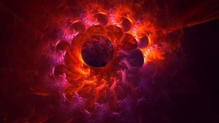 3D rendering abstract red fractal light background