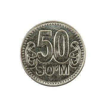 50 Uzbek som coin (2018) obverse isolated on white background