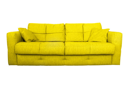 Modern Yellow Sofa Or Couch Furniture Isolated On White Background