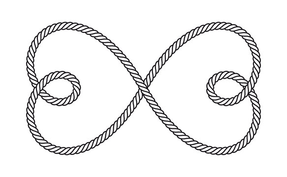 Vector sign infinity love. Two black intertwined rope hearts. Isolated on  white background. Stock Vector | Adobe Stock