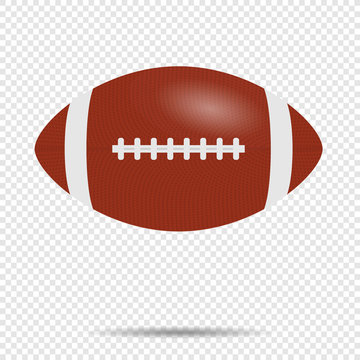 American Football, brown rugby ball. On transparent background. Eps 10
