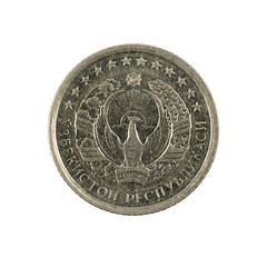 10 Uzbek tiyin coin (1994) reverse isolated on white background