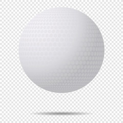 Vector Golf Ball with Shadow With Classic Design Isolated On Transparent Background. Vector Illustration, eps 10.