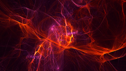 3D rendering abstract red fractal light background