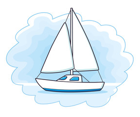 White sailboat or sailing yacht