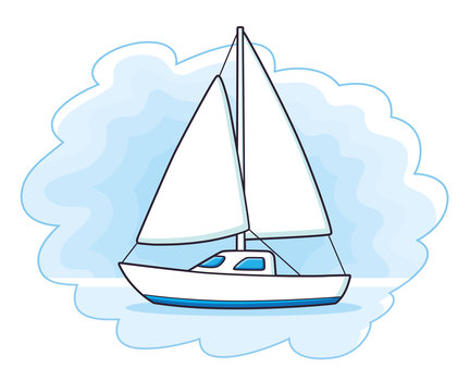 White sailboat or sailing yacht