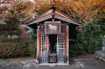 Morioka Hachimangu Shrine old small wooden spirit house - Iwate, Japan