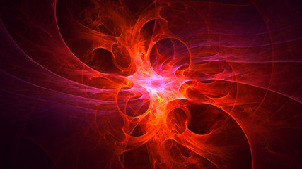 3D rendering abstract red fractal light background