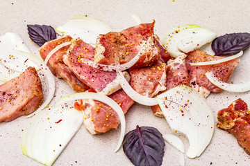 Raw pork shoulder diced