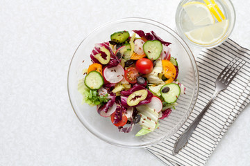 Salad with vegetables. Vegan concept. 