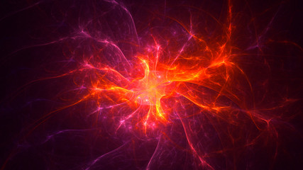 3D rendering abstract red fractal light background