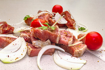 Raw pork shoulder diced