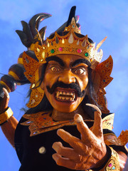 Ogoh ogoh, traditional mask-statue  of bad spirit,during nyepi carnival parade in bali- Indonesia