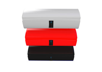 snow white touch screen air conditioner isolated on white wall 3D rendering