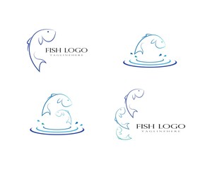 Fish logo template. Creative vector symbol of fishing club or online 