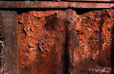 rusty iron sheets with peeling paint