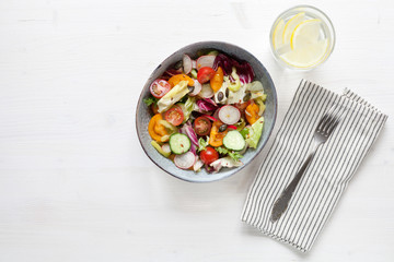 Salad with vegetables. Vegan concept. 