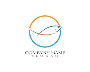 Fototapeta premium Fish logo template. Creative vector symbol of fishing club or online 