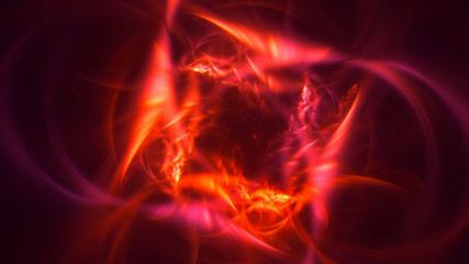 3D rendering abstract red fractal light background