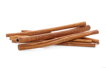 Cinnamon sticks isolated on white background.