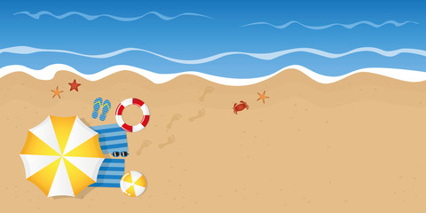 Fototapeta na wymiar summer holiday on the beach top view background with copy space vector illustration EPS10