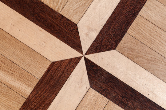 Vintage parquet with geometric pattern