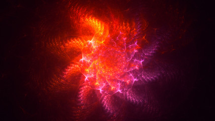 3D rendering abstract red fractal light background