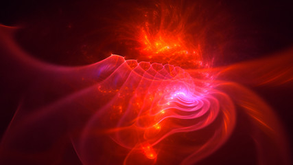 3D rendering abstract red fractal light background